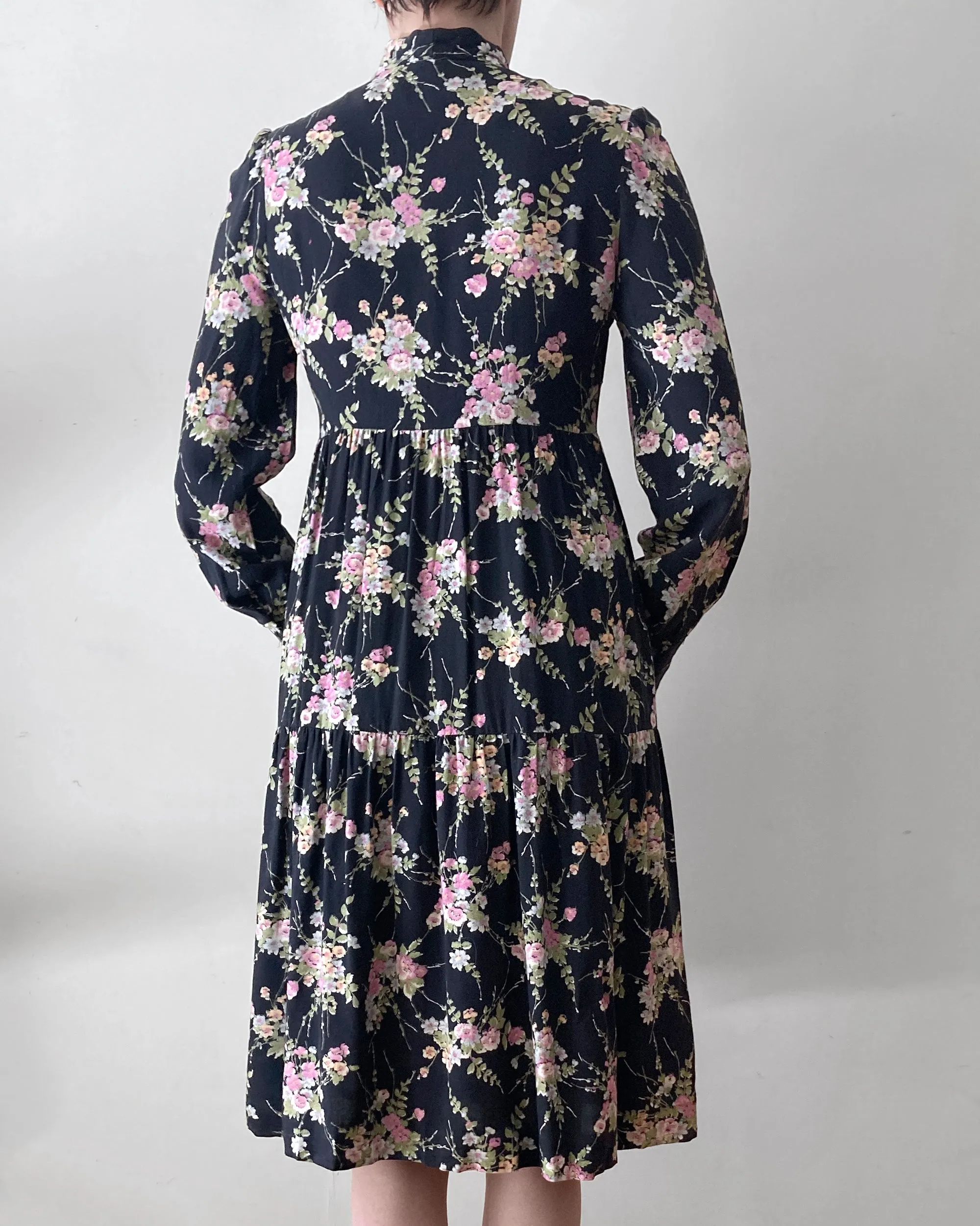 1970s Floral Bow Dress–S