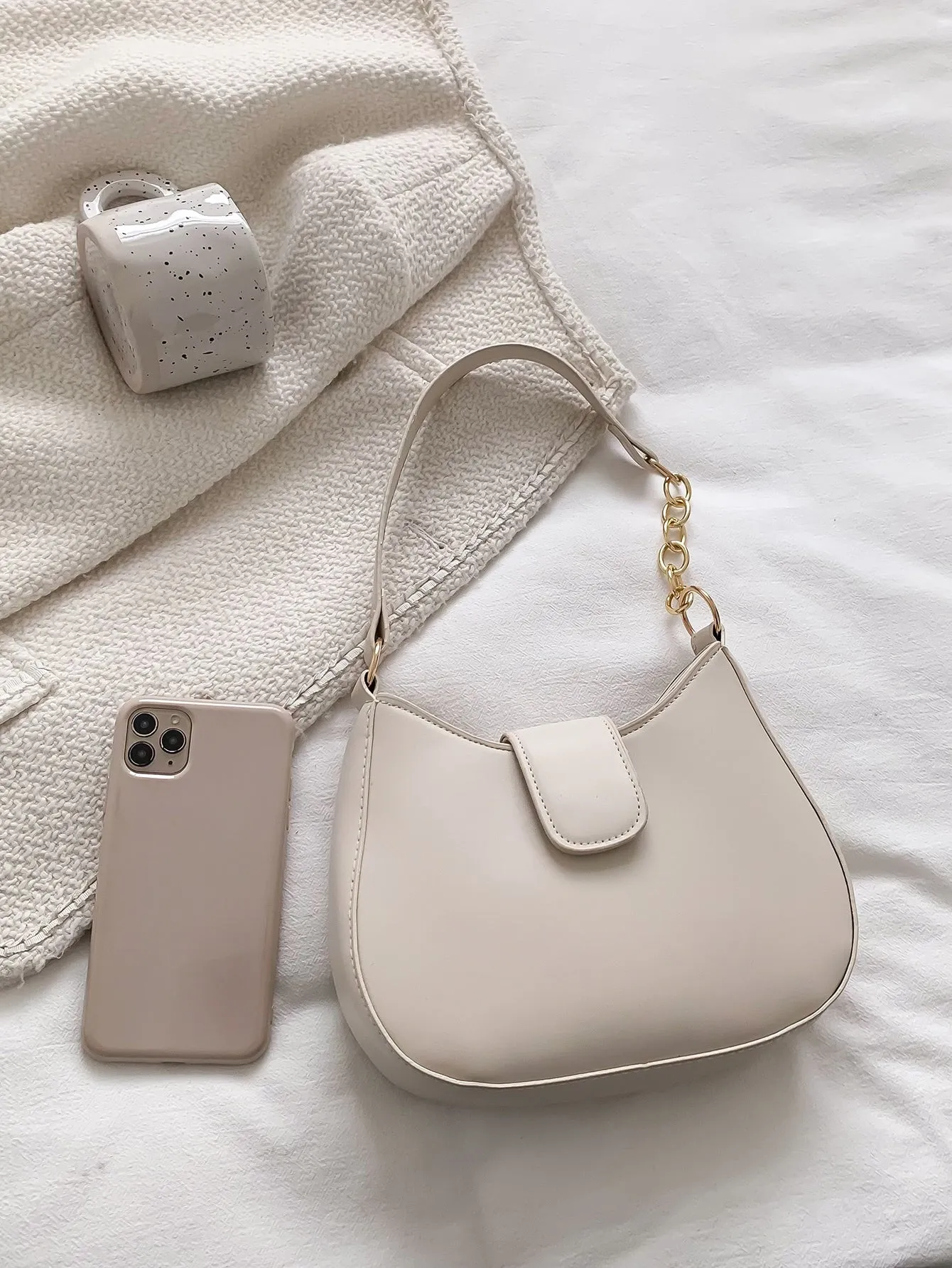 1pc Beige Underarm Shoulder Bag - Beige