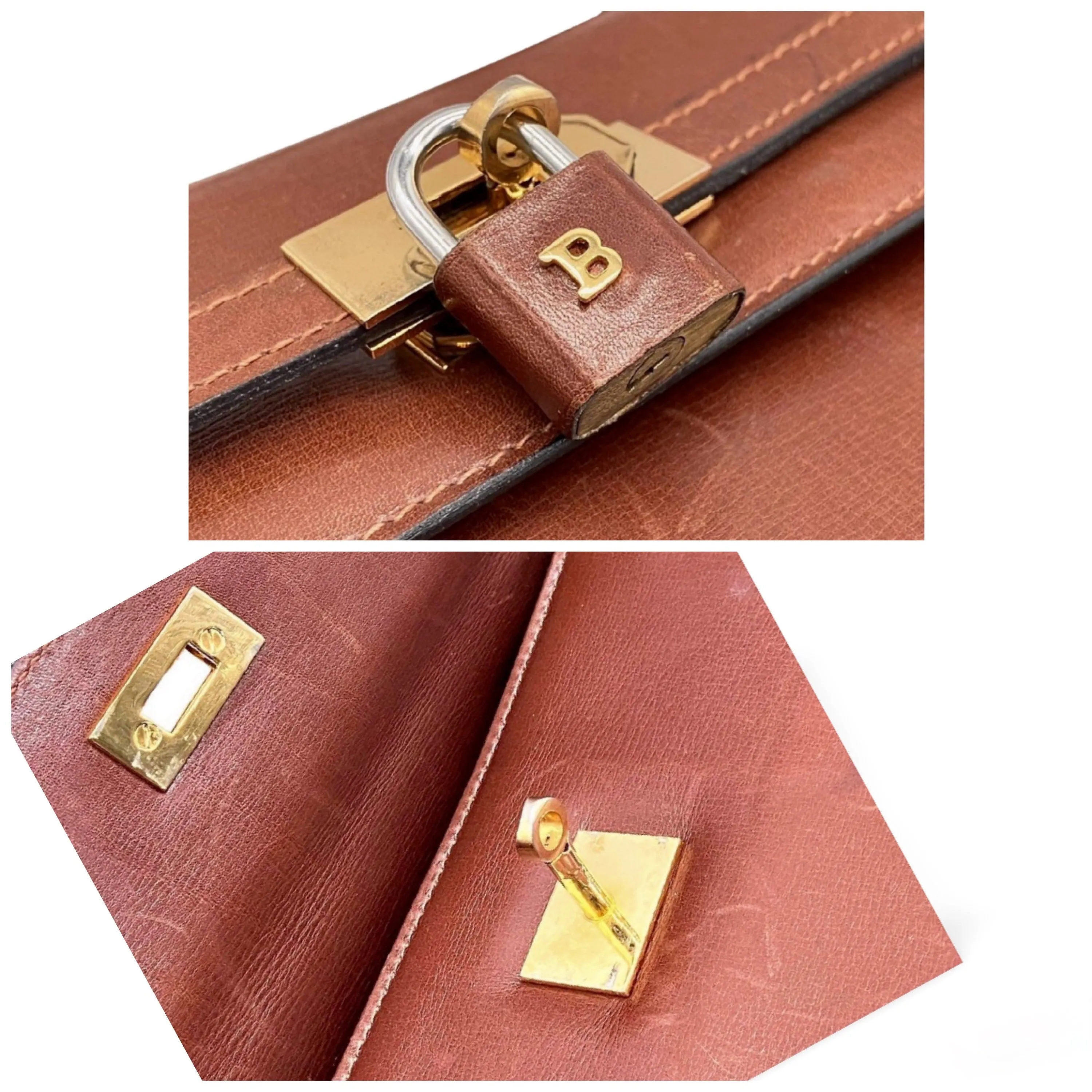 80's vintage BALLY brown boxcalf leather kelly bag with gold tone hardware closure. Classic masterpiece handbag. 060118ya