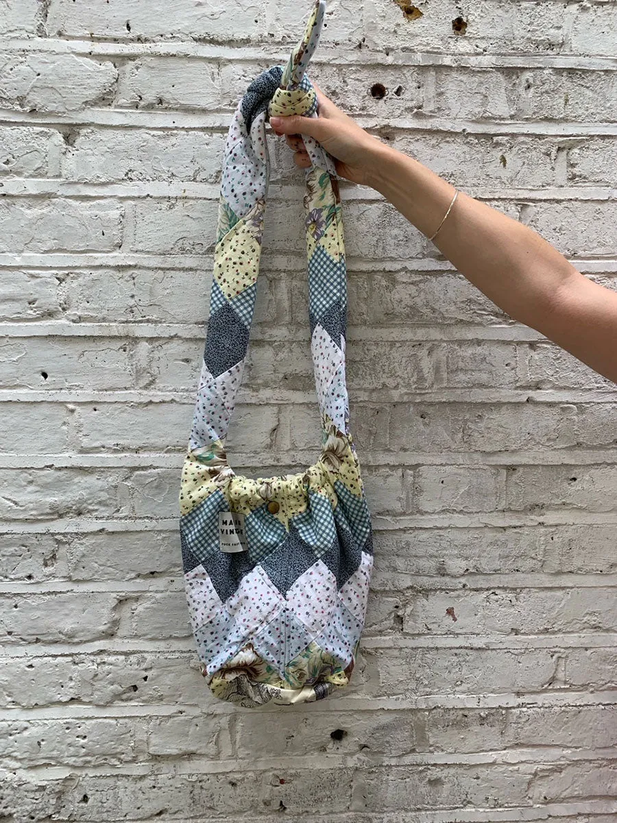 Andie Patchwork Quilt Bag Small - Green/Blue