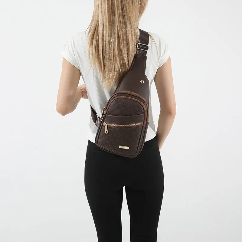 Aureva Soft Leather Stitching Shoulder Bag