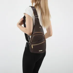 Aureva Soft Leather Stitching Shoulder Bag