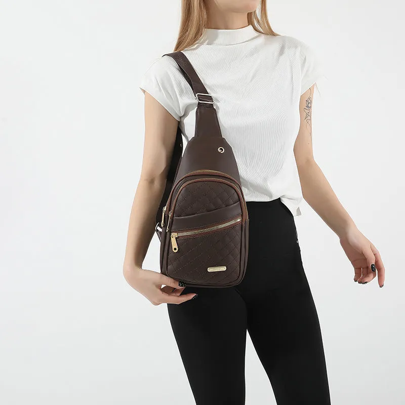 Aureva Soft Leather Stitching Shoulder Bag