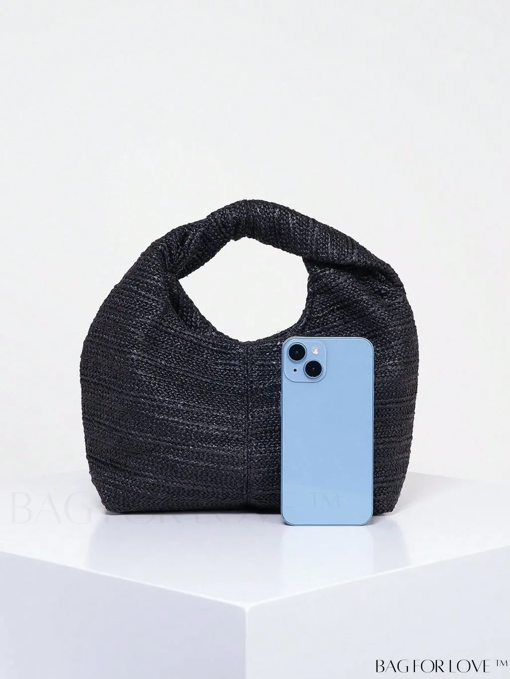BagForLove - Black Minimalist Medium Hobo: Stylish Top Handle for Everyday Use