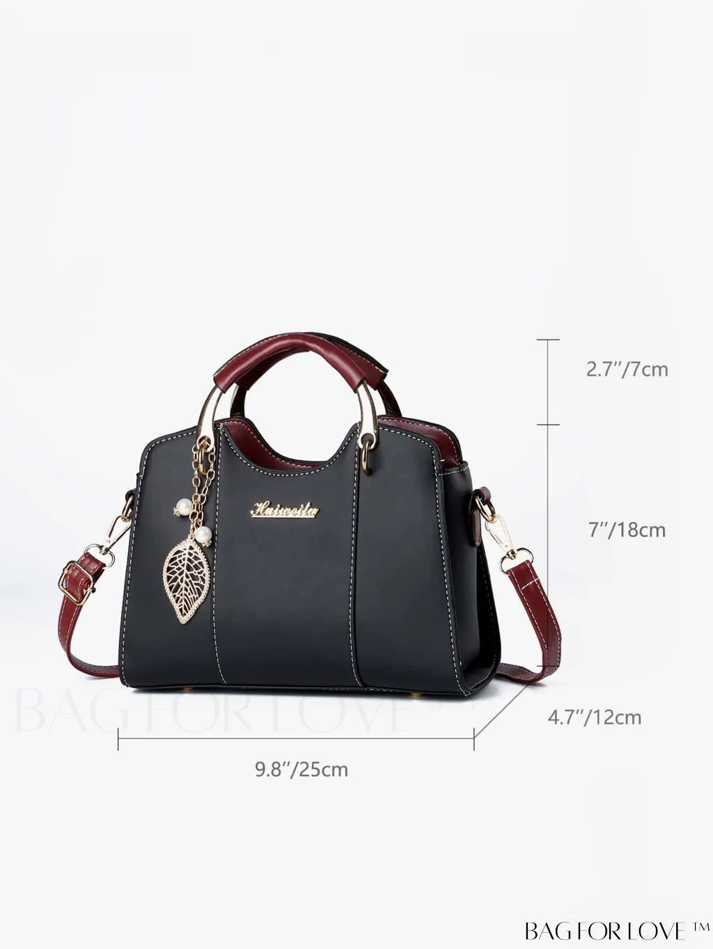 BagForLove - Chic Alphabet-Inspired Color Blocked Handbag with Leaf Ornament