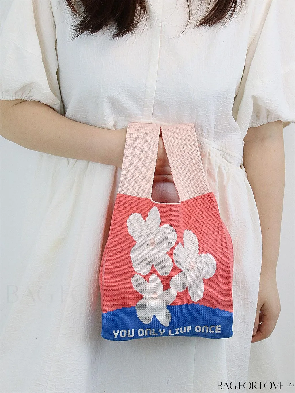 BagForLove - Chic Color Block Handbag with Geometric Crochet Pattern for Stylish Vacation