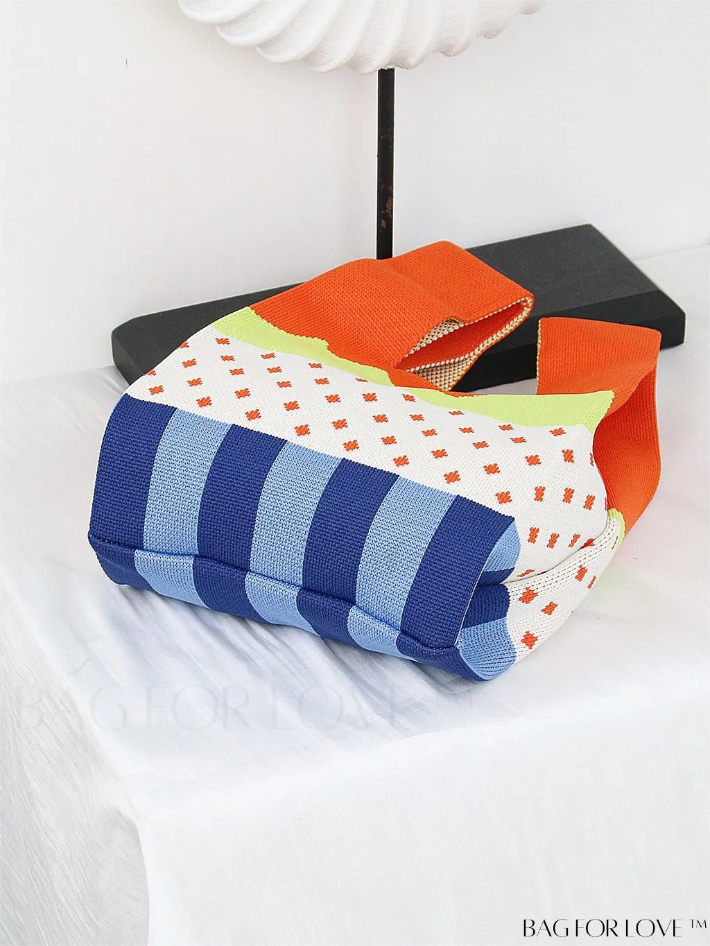 BagForLove - Chic Color Block Handbag with Geometric Crochet Pattern for Stylish Vacation