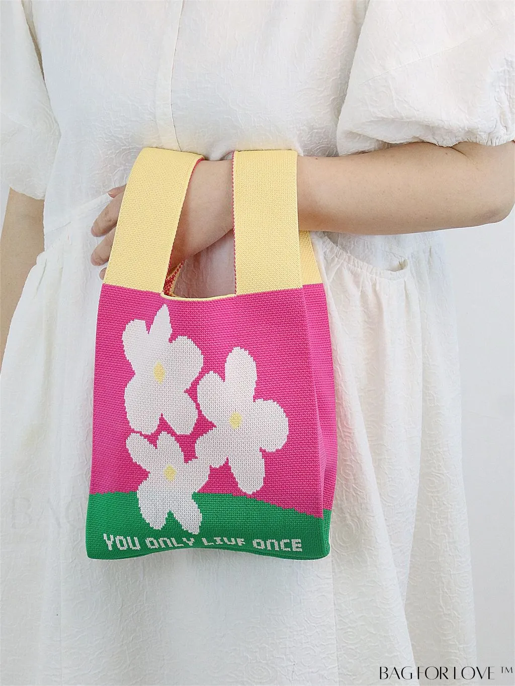 BagForLove - Chic Color Block Handbag with Geometric Crochet Pattern for Stylish Vacation