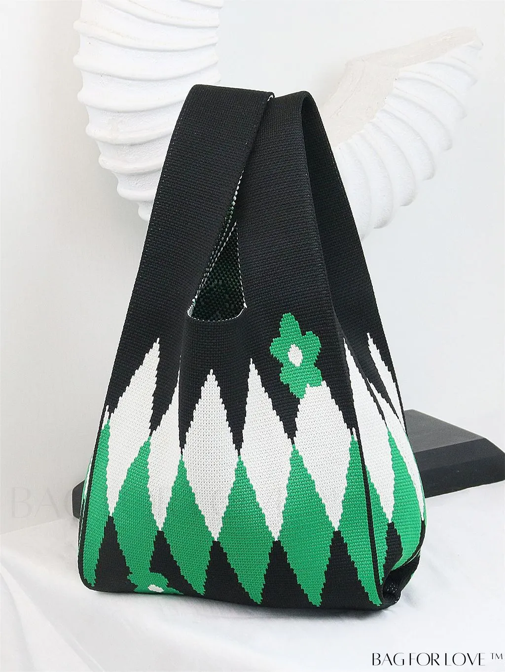 BagForLove - Chic Color Block Handbag with Geometric Crochet Pattern for Stylish Vacation