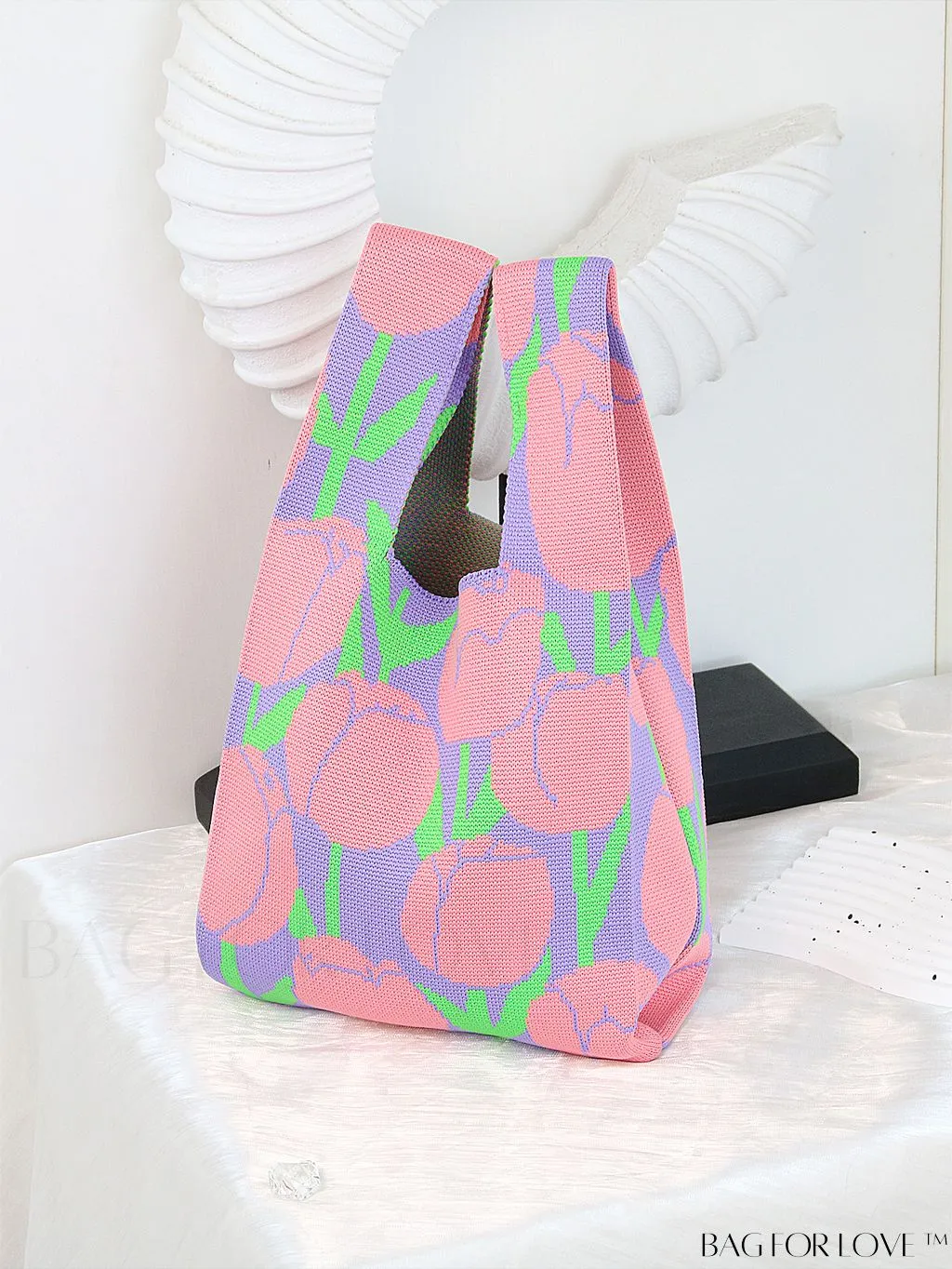 BagForLove - Chic Color Block Handbag with Geometric Crochet Pattern for Stylish Vacation