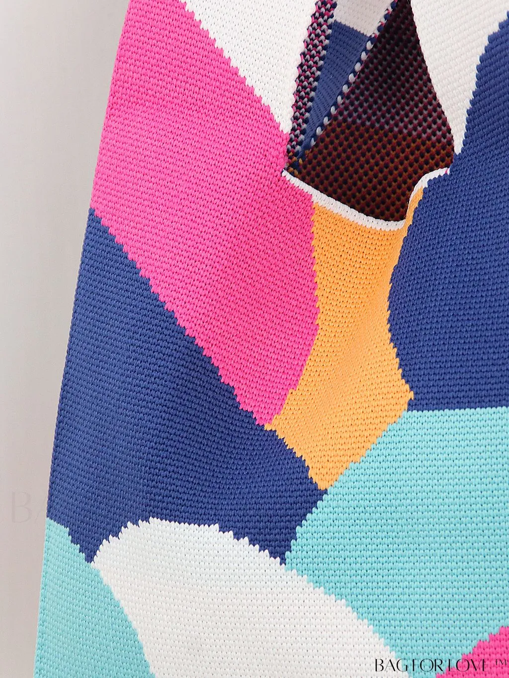 BagForLove - Chic Color Block Handbag with Geometric Crochet Pattern for Stylish Vacation