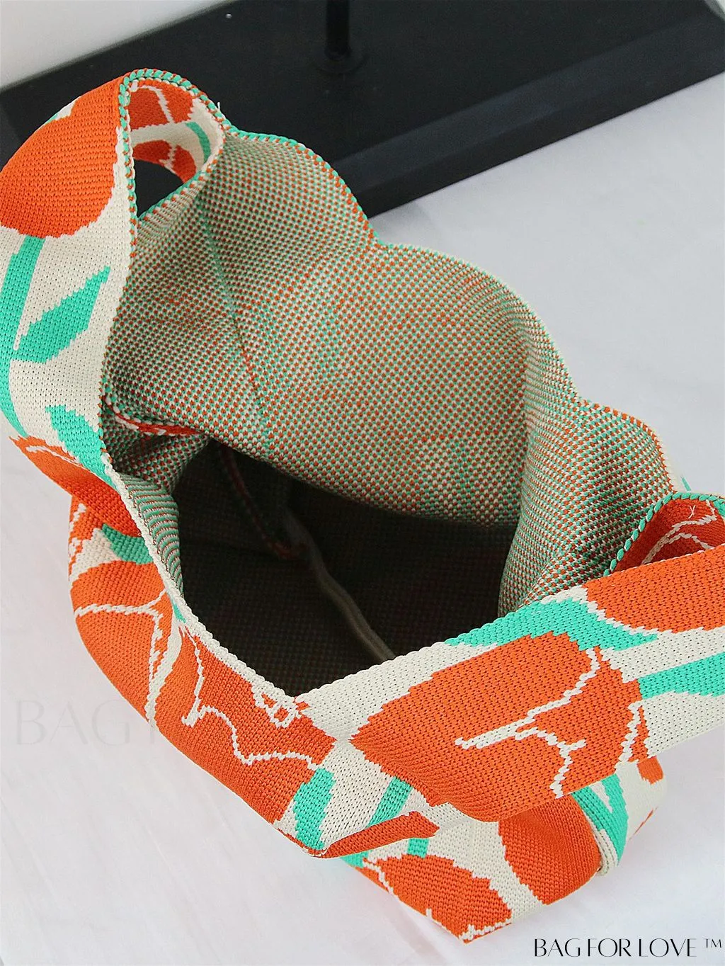 BagForLove - Chic Color Block Handbag with Geometric Crochet Pattern for Stylish Vacation