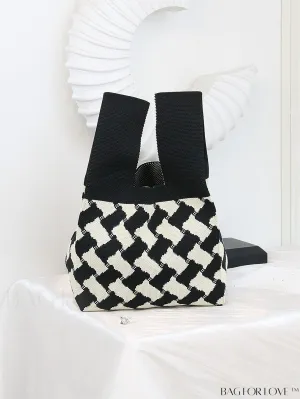 BagForLove - Chic Color Block Handbag with Geometric Crochet Pattern for Stylish Vacation