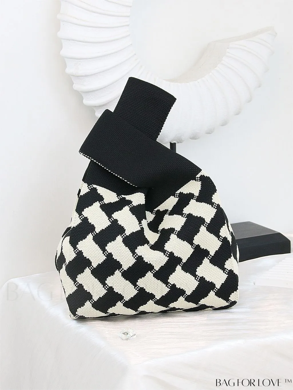 BagForLove - Chic Color Block Handbag with Geometric Crochet Pattern for Stylish Vacation