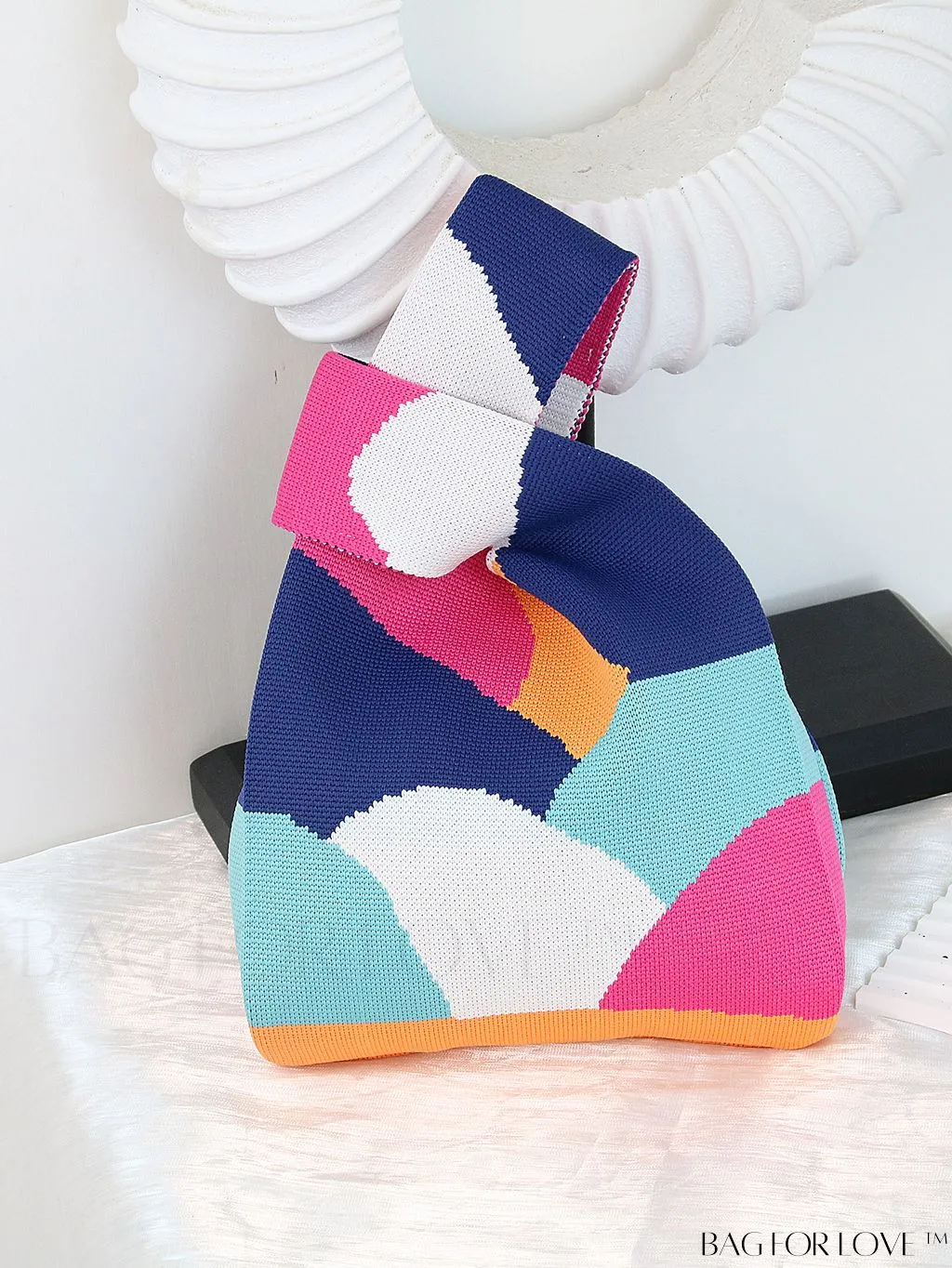 BagForLove - Chic Color Block Handbag with Geometric Crochet Pattern for Stylish Vacation