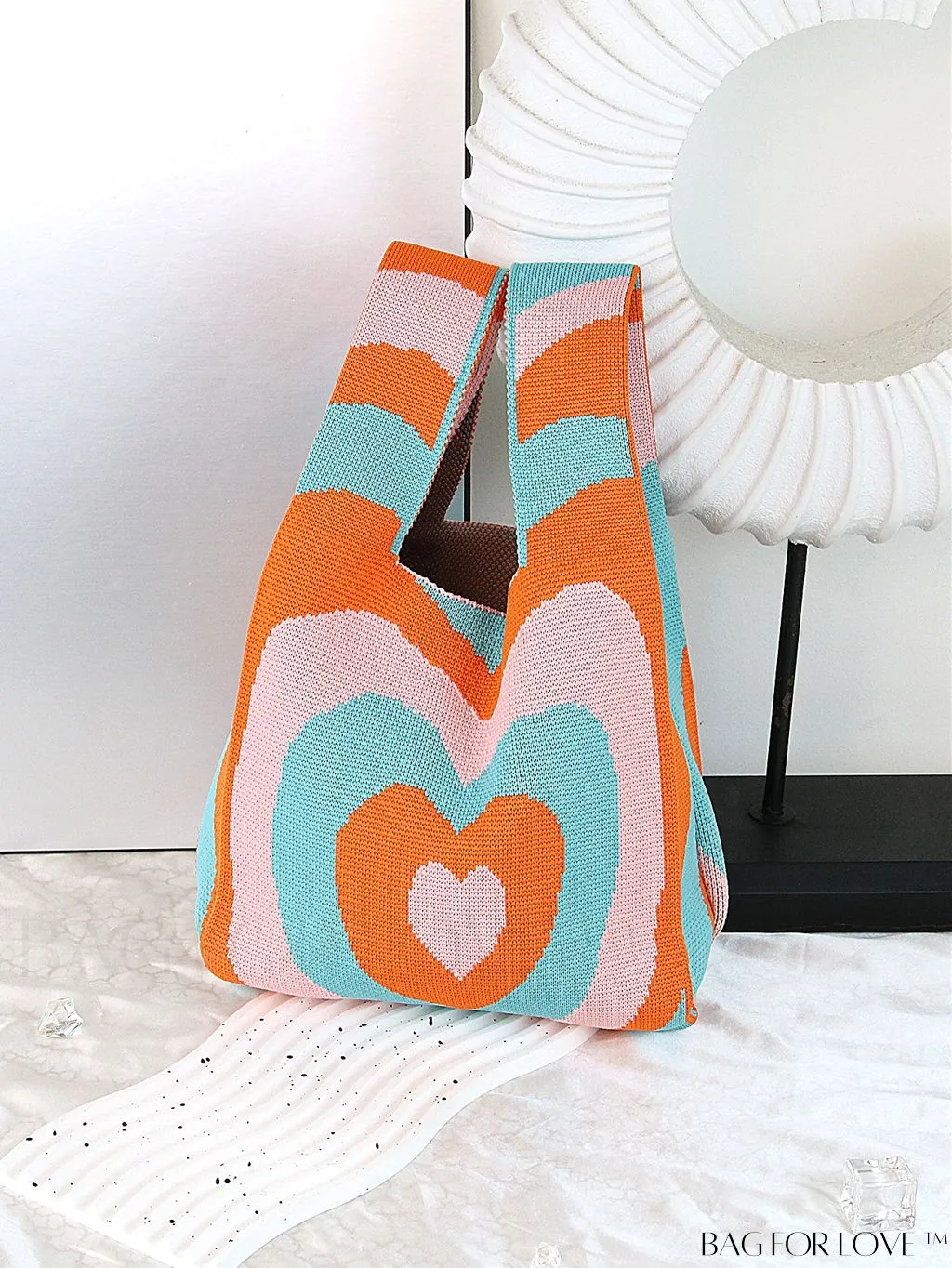 BagForLove - Chic Color Block Handbag with Geometric Crochet Pattern for Stylish Vacation