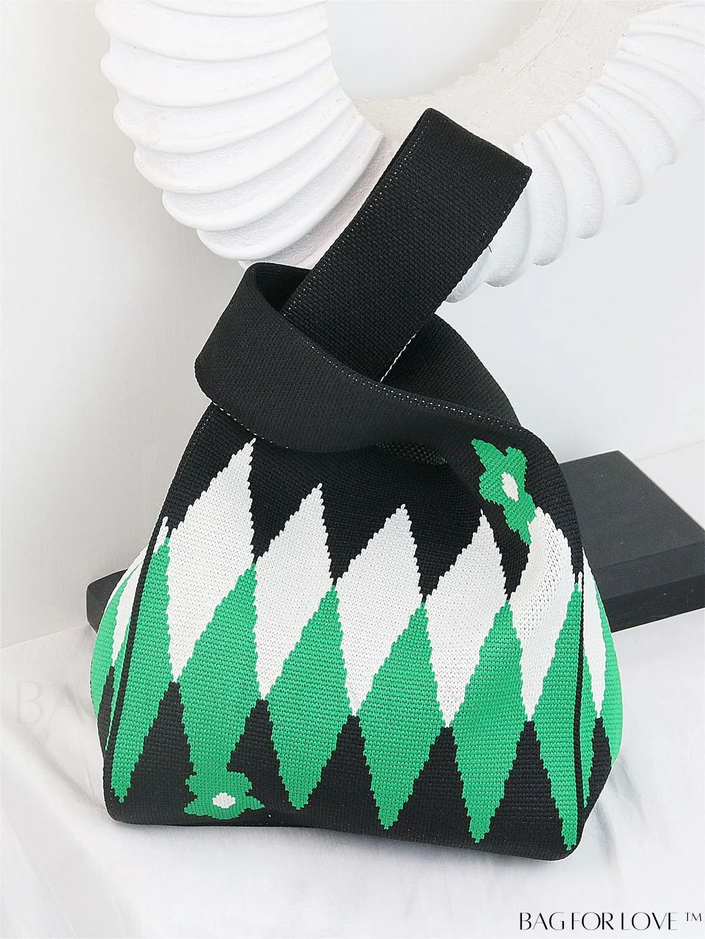 BagForLove - Chic Color Block Handbag with Geometric Crochet Pattern for Stylish Vacation