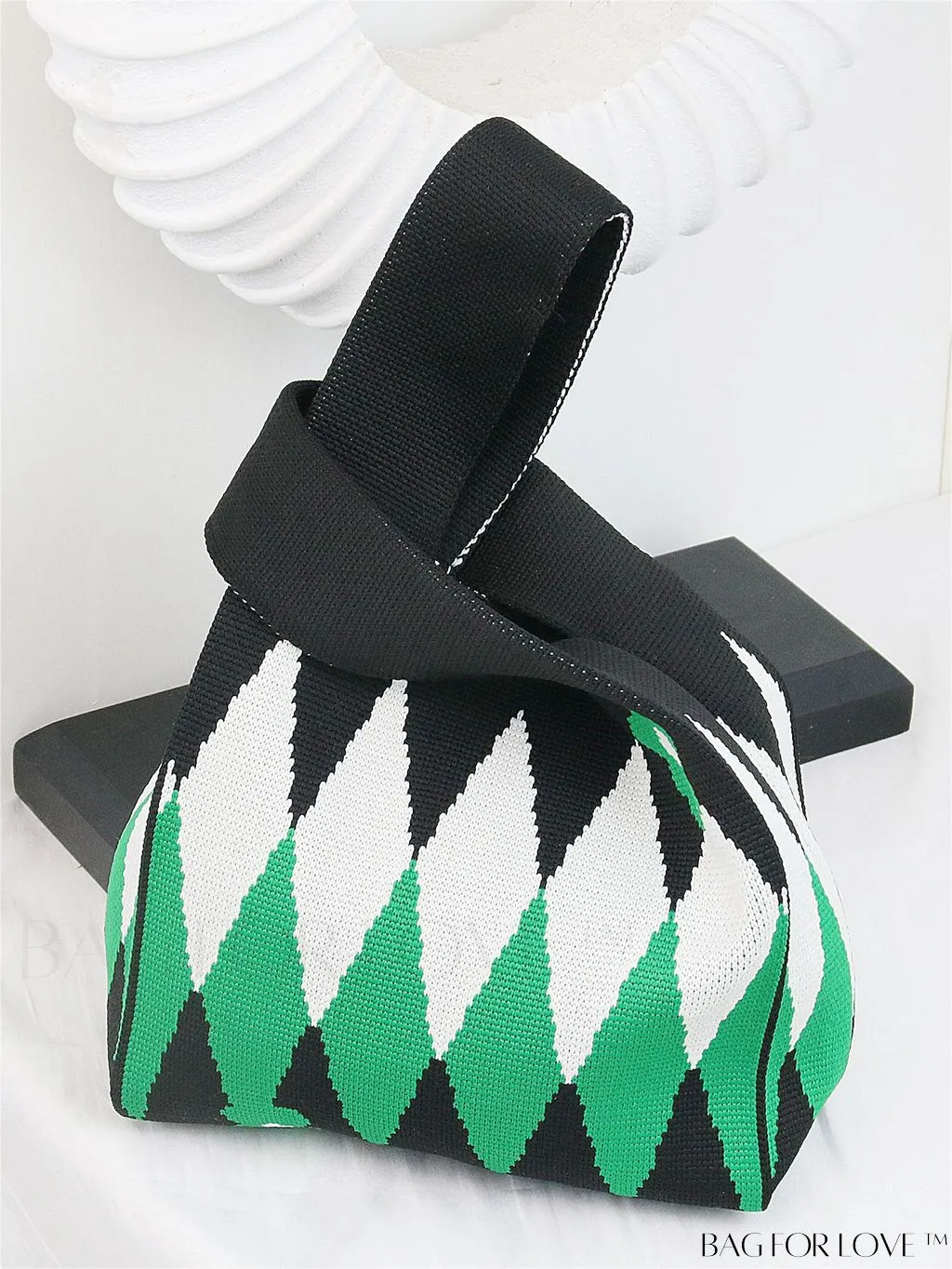 BagForLove - Chic Color Block Handbag with Geometric Crochet Pattern for Stylish Vacation