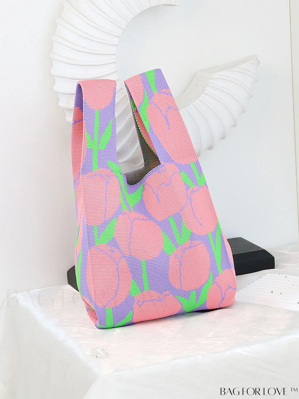 BagForLove - Chic Color Block Handbag with Geometric Crochet Pattern for Stylish Vacation