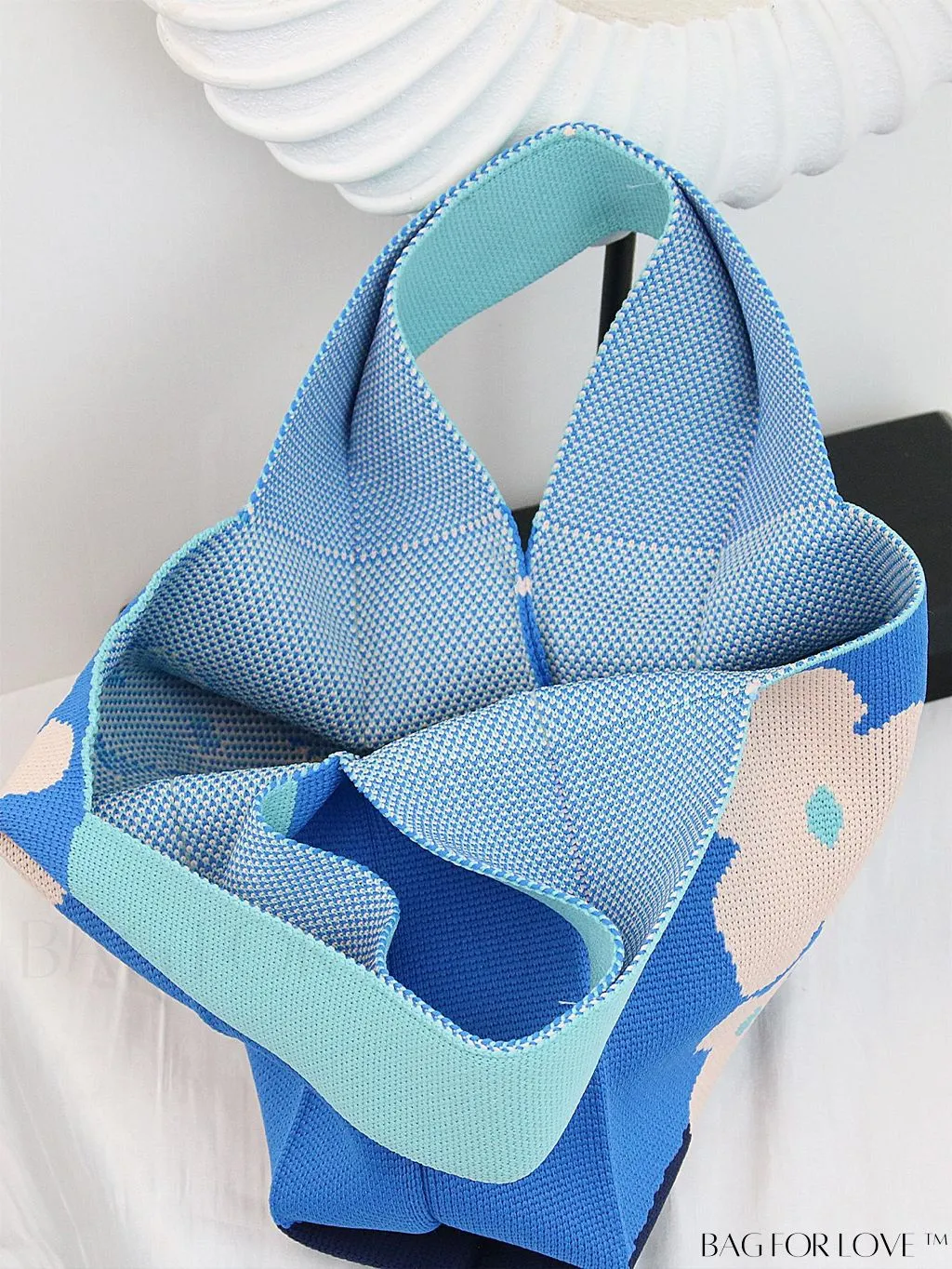 BagForLove - Chic Color Block Handbag with Geometric Crochet Pattern for Stylish Vacation