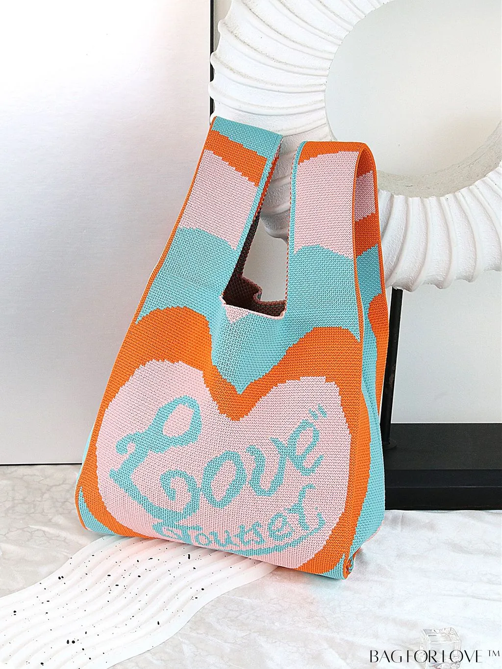 BagForLove - Chic Color Block Handbag with Geometric Crochet Pattern for Stylish Vacation
