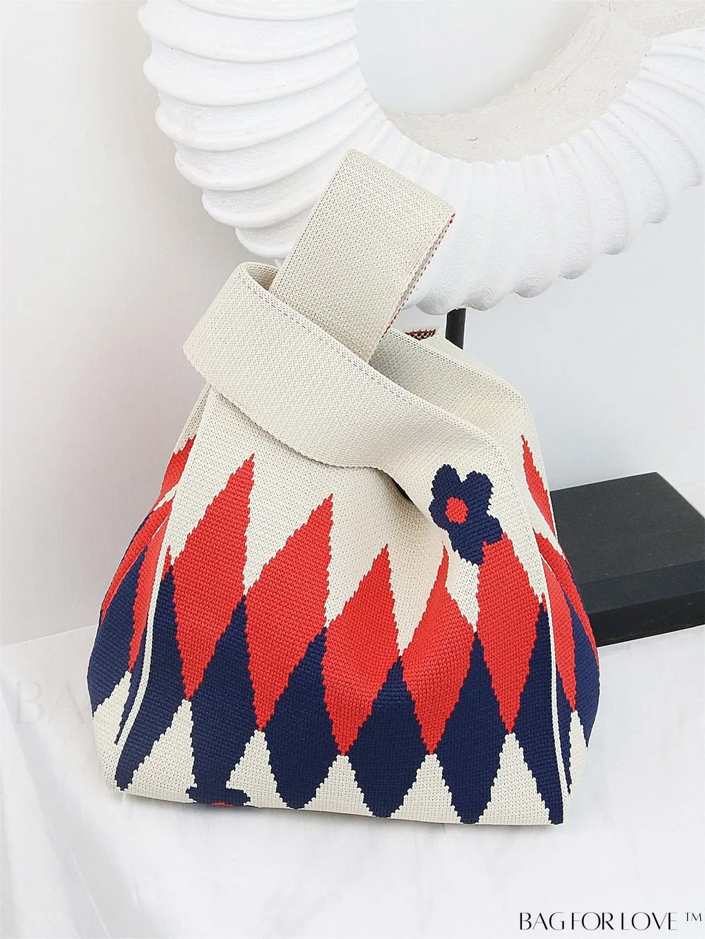 BagForLove - Chic Color Block Handbag with Geometric Crochet Pattern for Stylish Vacation