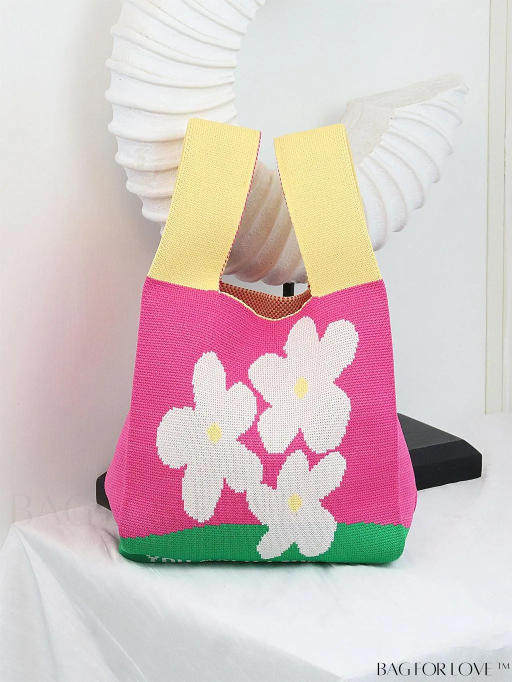 BagForLove - Chic Color Block Handbag with Geometric Crochet Pattern for Stylish Vacation