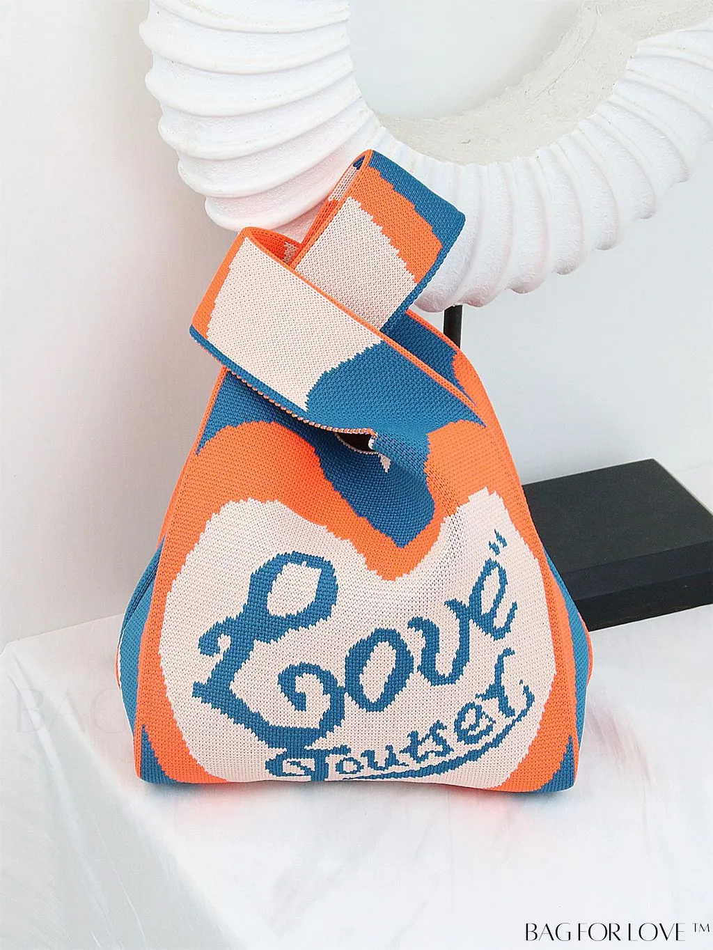 BagForLove - Chic Color Block Handbag with Geometric Crochet Pattern for Stylish Vacation