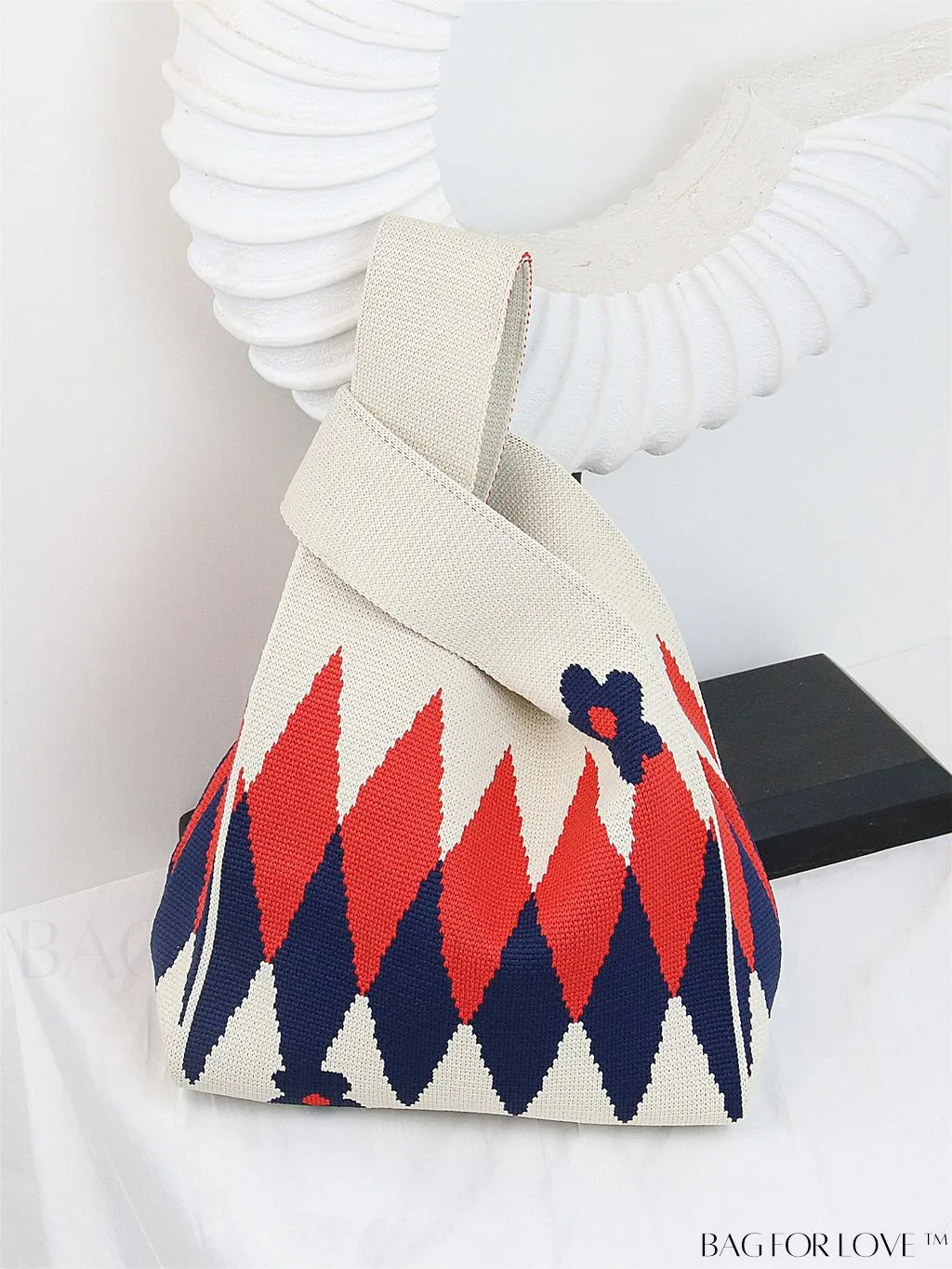 BagForLove - Chic Color Block Handbag with Geometric Crochet Pattern for Stylish Vacation