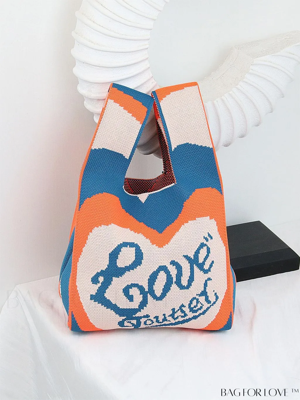 BagForLove - Chic Color Block Handbag with Geometric Crochet Pattern for Stylish Vacation