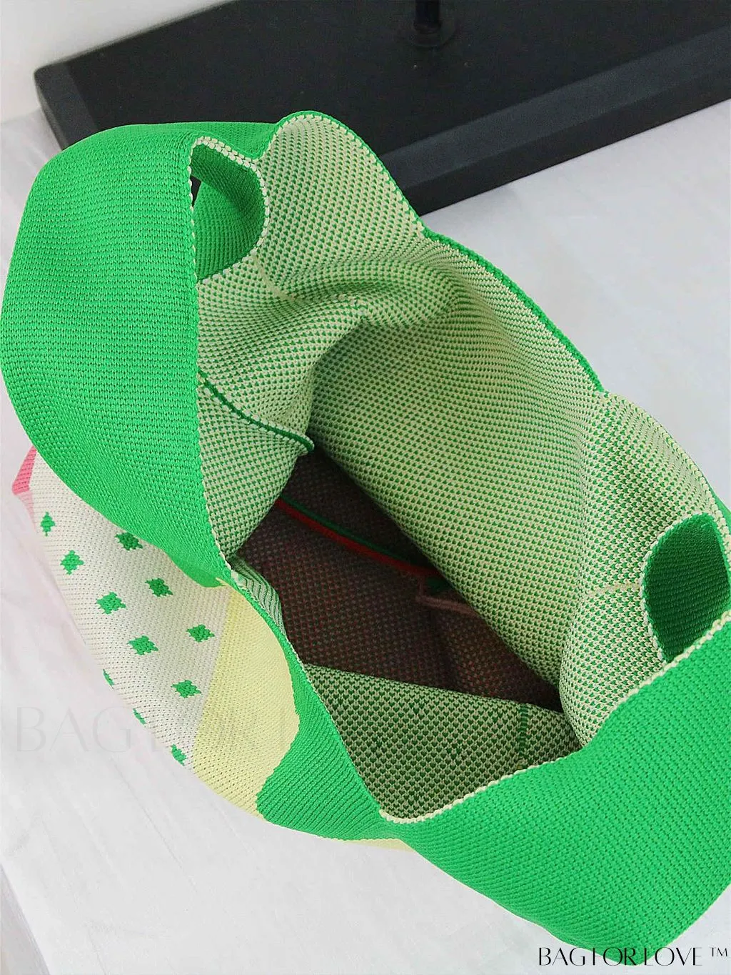 BagForLove - Chic Color Block Handbag with Geometric Crochet Pattern for Stylish Vacation