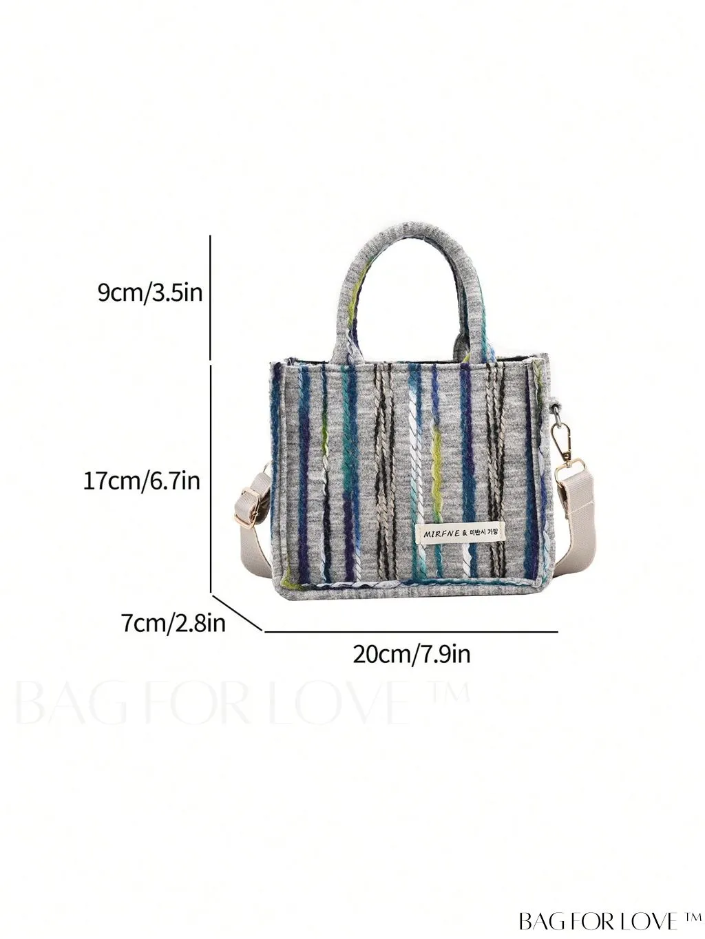 BagForLove - Chic Double Handle Colorblock Square Bag with Mini Letter Patch and Striped Pattern