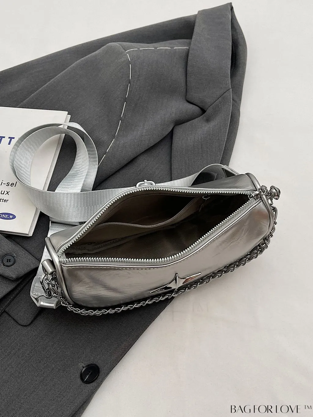 BagForLove - Chic Metallic Avant-garde Shoulder Bag with Lustrous Appeal