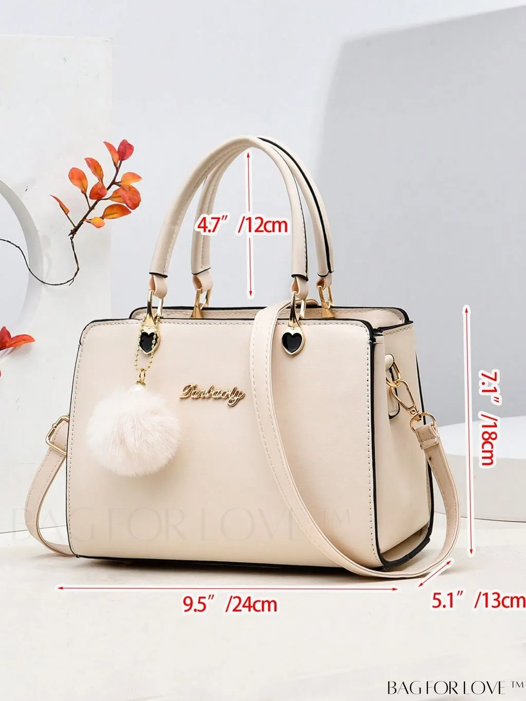 BagForLove - Chic Metallic Handbag with Letter Tag and Pendant, Featuring Glossy Edgy Style
