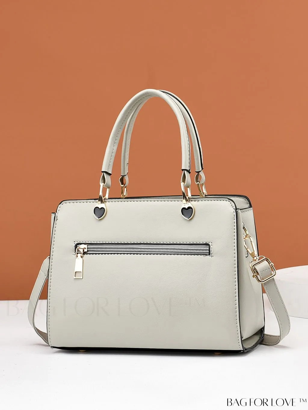 BagForLove - Chic Metallic Handbag with Letter Tag and Pendant, Featuring Glossy Edgy Style