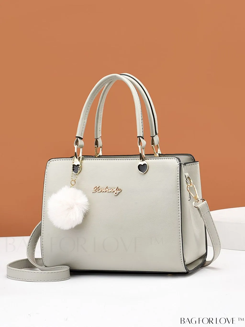 BagForLove - Chic Metallic Handbag with Letter Tag and Pendant, Featuring Glossy Edgy Style