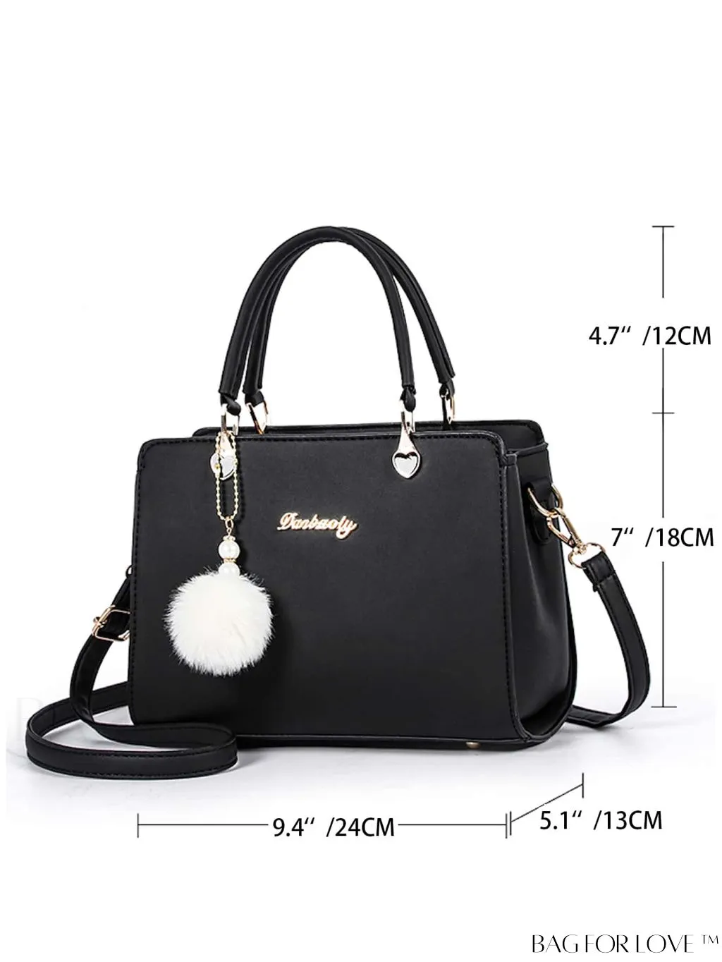 BagForLove - Chic Metallic Handbag with Letter Tag and Pendant, Featuring Glossy Edgy Style