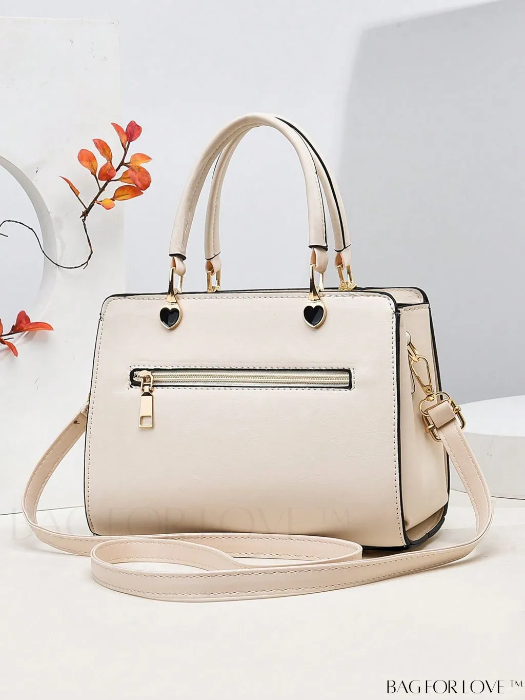 BagForLove - Chic Metallic Handbag with Letter Tag and Pendant, Featuring Glossy Edgy Style