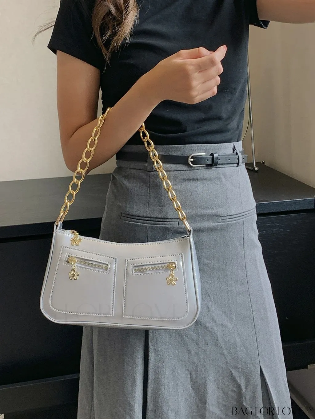 BagForLove - Chic Metallic Square Bag: Multiple Pockets, Fashion Chain Strap Handbag