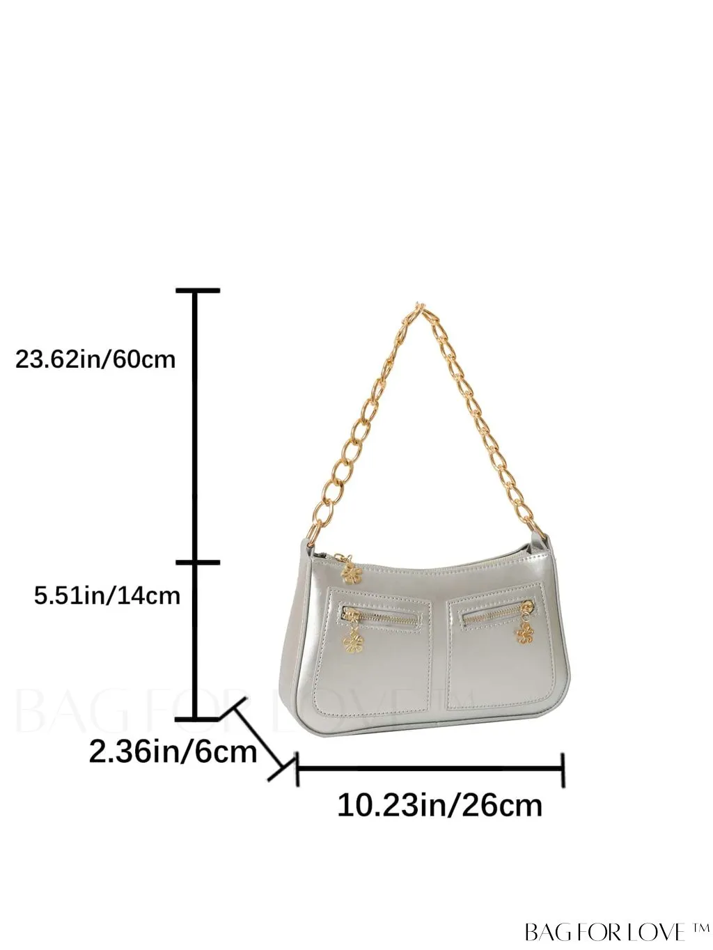 BagForLove - Chic Metallic Square Bag: Multiple Pockets, Fashion Chain Strap Handbag