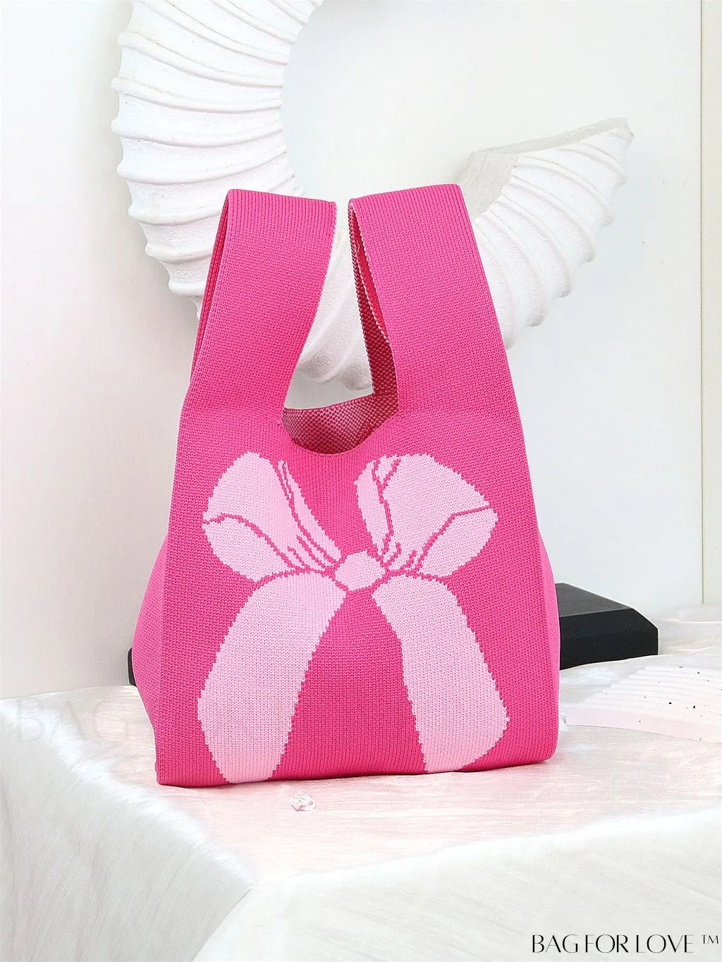 BagForLove - Chic Polka Dot Knit Mini Shoulder Bag: Color Block Tote for Women, Ideal Spring/Summer Accessory
