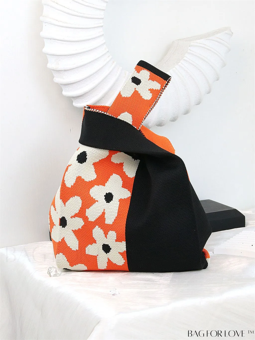 BagForLove - Chic Polka Dot Knit Mini Shoulder Bag: Color Block Tote for Women, Ideal Spring/Summer Accessory