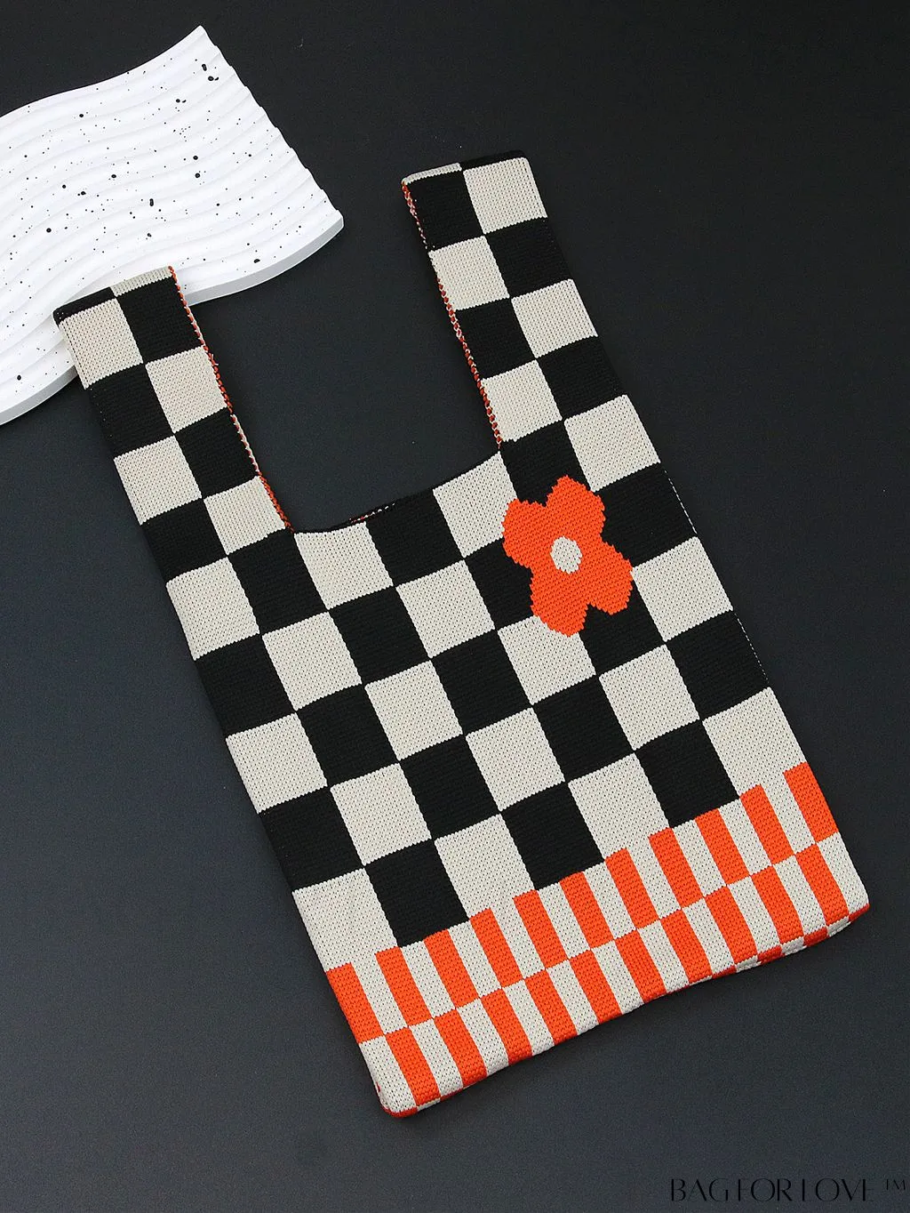 BagForLove - Chic Polka Dot Knit Mini Shoulder Bag: Color Block Tote for Women, Ideal Spring/Summer Accessory