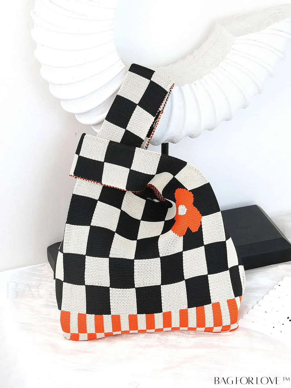 BagForLove - Chic Polka Dot Knit Mini Shoulder Bag: Color Block Tote for Women, Ideal Spring/Summer Accessory