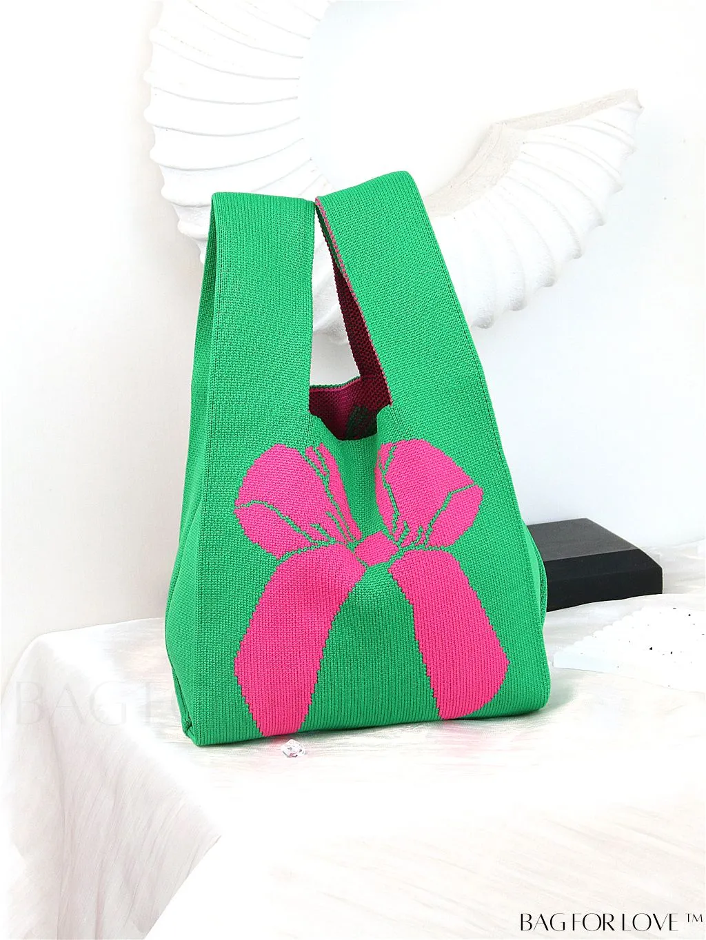BagForLove - Chic Polka Dot Knit Mini Shoulder Bag: Color Block Tote for Women, Ideal Spring/Summer Accessory