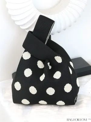 BagForLove - Chic Polka Dot Knit Mini Shoulder Bag: Color Block Tote for Women, Ideal Spring/Summer Accessory