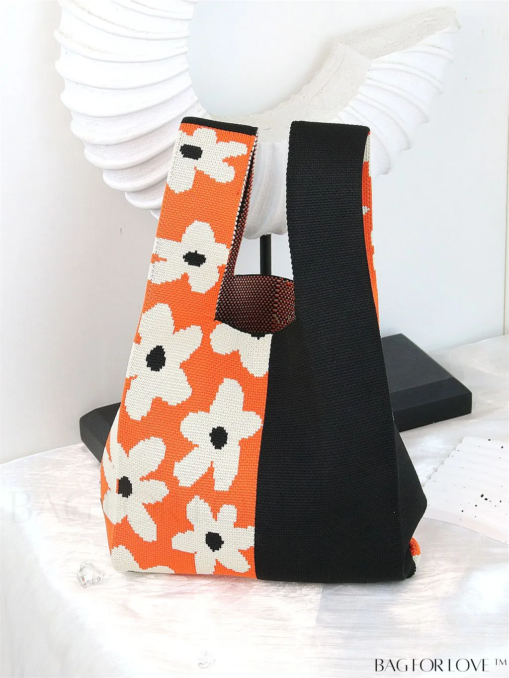 BagForLove - Chic Polka Dot Knit Mini Shoulder Bag: Color Block Tote for Women, Ideal Spring/Summer Accessory