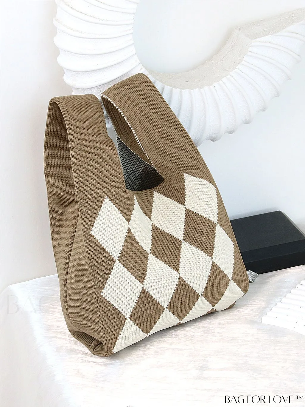 BagForLove - Chic Polka Dot Knit Mini Shoulder Bag: Color Block Tote for Women, Ideal Spring/Summer Accessory