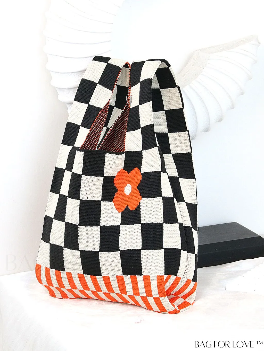 BagForLove - Chic Polka Dot Knit Mini Shoulder Bag: Color Block Tote for Women, Ideal Spring/Summer Accessory