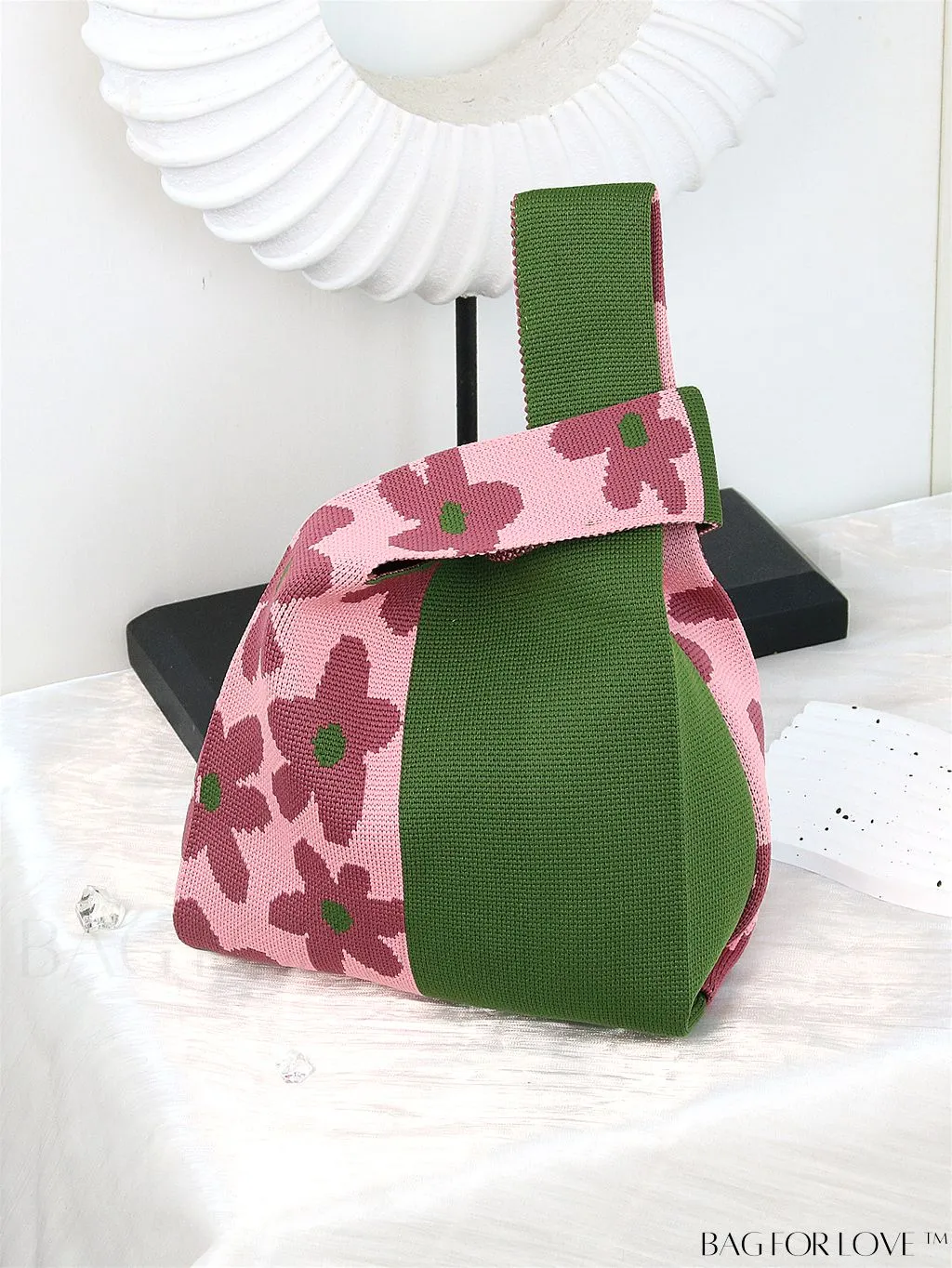 BagForLove - Chic Polka Dot Knit Mini Shoulder Bag: Color Block Tote for Women, Ideal Spring/Summer Accessory